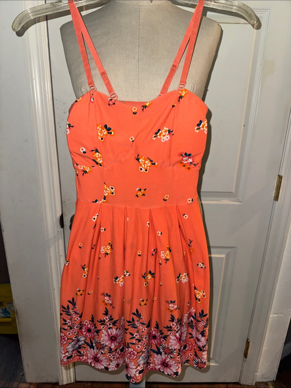 No Boundaries Coral Floral Fit-and-Flare Dress